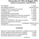 Cennik usług w kościele